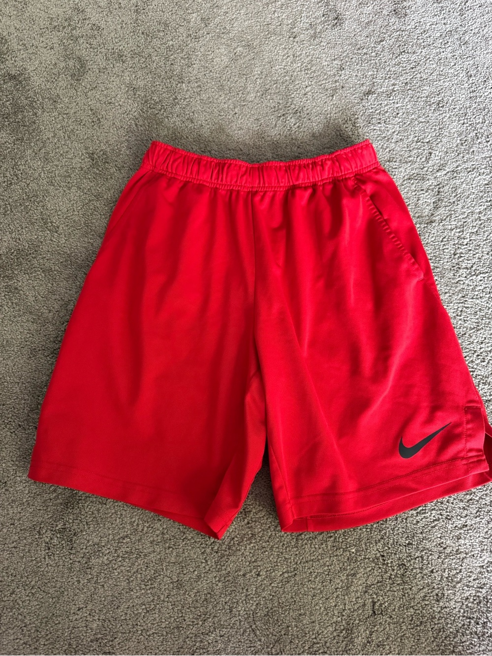 Nike Red Men's Performance Shorts with Black Swoosh
